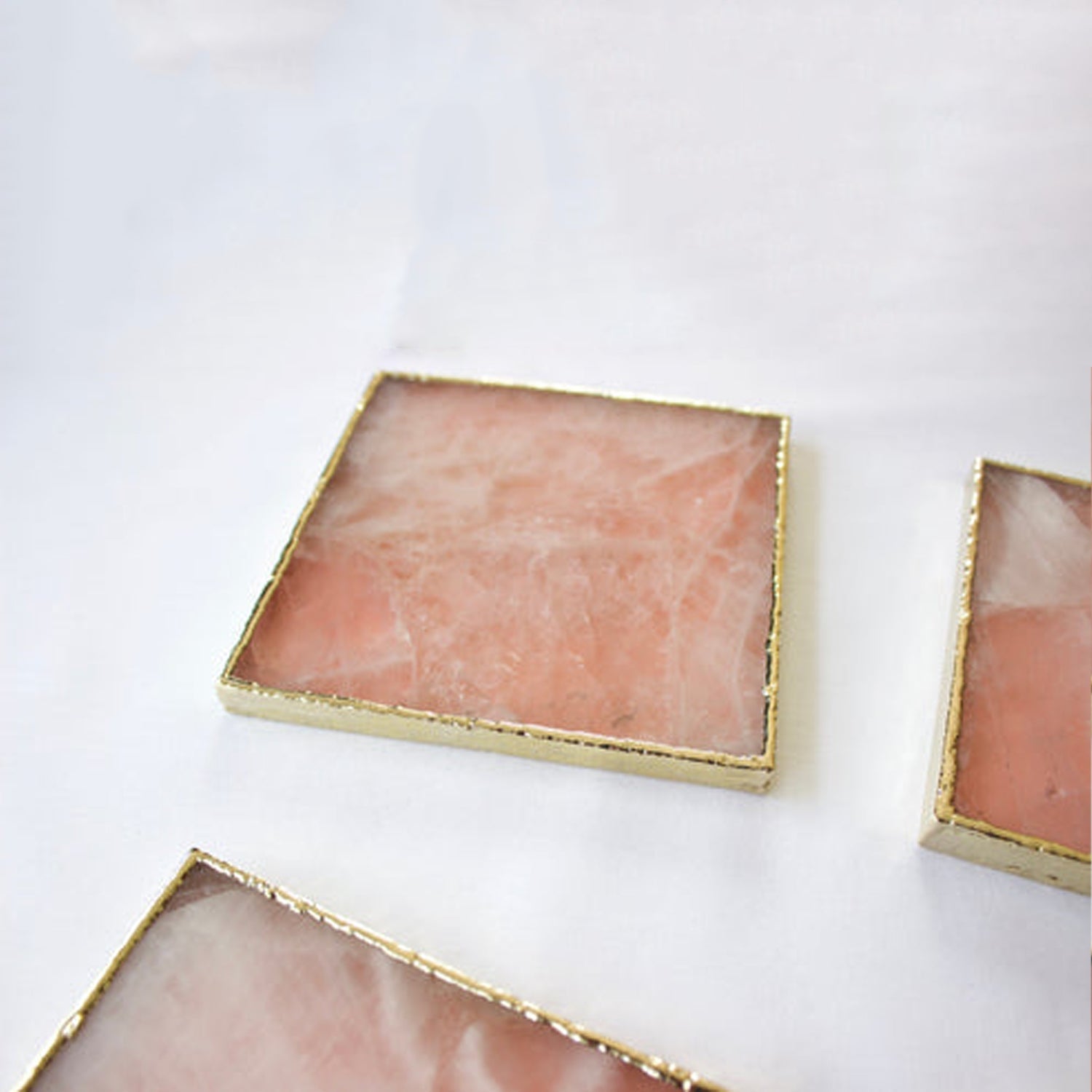 Rose Quartz Agate - Set of 4 Large Square Coasters | Personalised Momentos