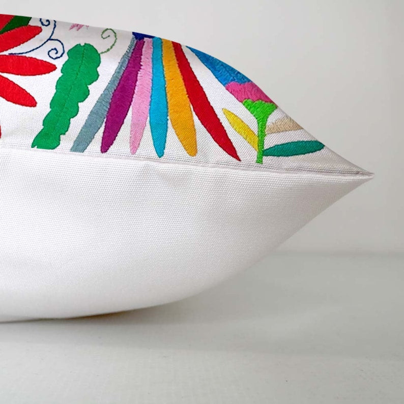 Set of 4 | Mexican Decorative Cushion Covers | Otomi Design Covers | Cotton Linen Fabric | Embroidered | With OR Without Insert